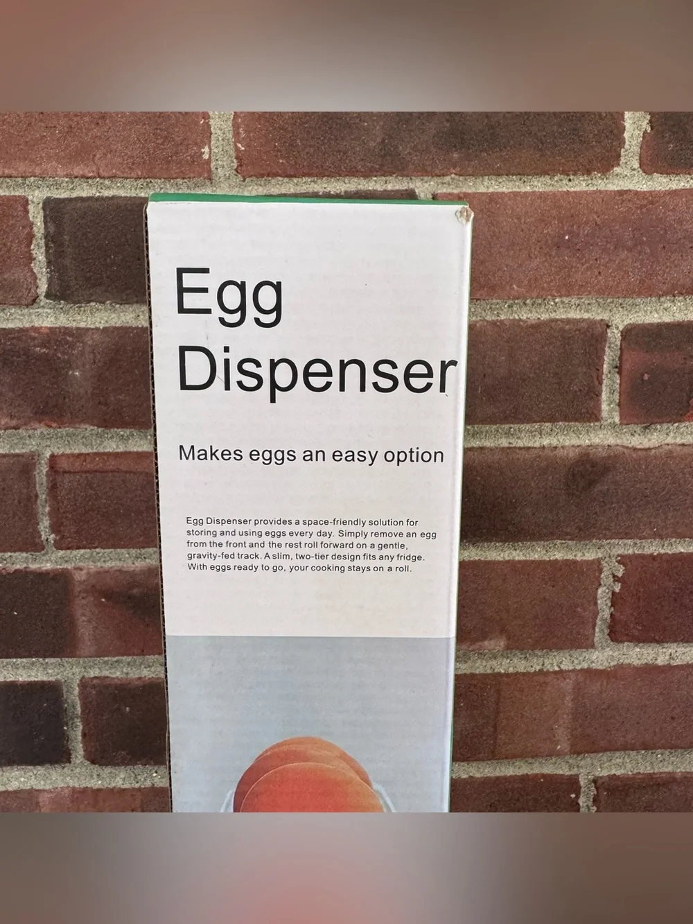 Egg Dispenser Refrigerator Organizer 2-Tier Gravity Feed Holds 12-14 Eggs White